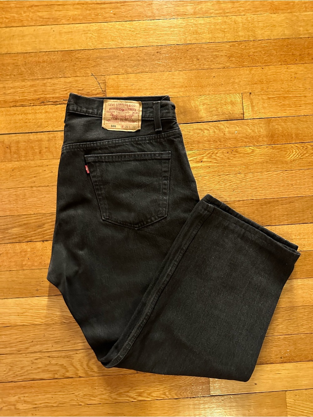 Vintage 90s Levi's 501 Straight Leg Black Denim Jeans 36x32 Made in USA